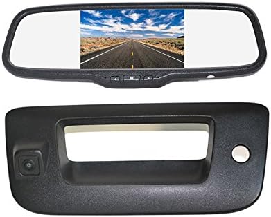 Vardsafe | Tailgate Handle Reverse Backup Camera + 5" Clip-on Rear View Mirror Monitor for Chevy Silverado 1500 2500HD 3500HD (2007-2013)
