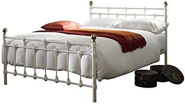 Oxford Small Double (4ft) metal bed frame - White /gold (Off White) with a Pocket 1000 individually pocketed spring Mattres