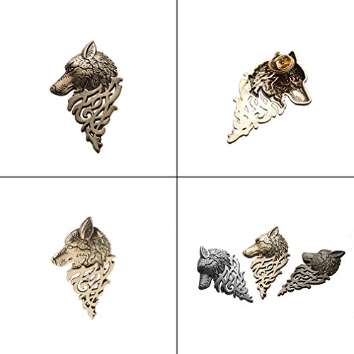 GUAngqi Vintage Europe Wolf Badge Brooch Lapel Pin Men Women Shirt Suit Jewelry Gift