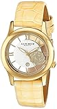 Akribos XXIV Women's AK837TN Quartz Movement Watch with Yellow Gold and See Thru Flower Dial Featuring a Beige Leather Strap