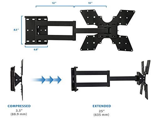 Mount-It! TV Wall Mount Bracket Full Motion for 30 32 35 37 40 45 52 Inch Screen LCD/LED/Plasma 4K Flat Screens, VESA 75x75 to 400x400, 100 Lb Weight Capacity, Black (MI-411L)