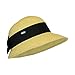 Straw Packable Sun Hat with Black Sash- Wide Front Brim and Smaller Back