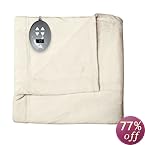 Soft Heat 856658 Low Voltage Heated Electric Velvet Plush Warming Blanket Throw with Digital Controller, King, Natural Vanilla