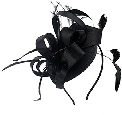 LATIMOON Kentucky Derby Headband Bridal Wedding Hats Fascinators Tea Party Headwear for Women and Girls (Black)