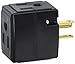 Leviton 15 Amp, 125V, Triple Cube Grounding Adapter, 692-E, Black