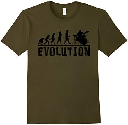 Mens Drummer Evolution Funny Drums Humor T-Shirt 3XL Olive
