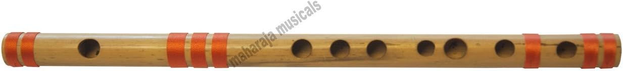 Maharaja Musicals Bansuri Flute Indian, Scale B Natural Medium 10 Inches, Concert Quality Indian Bansuri - Bamboo Flute, Nylon Pipe Bag Included, Correctly Tuned, Hindustani (PDI-356)