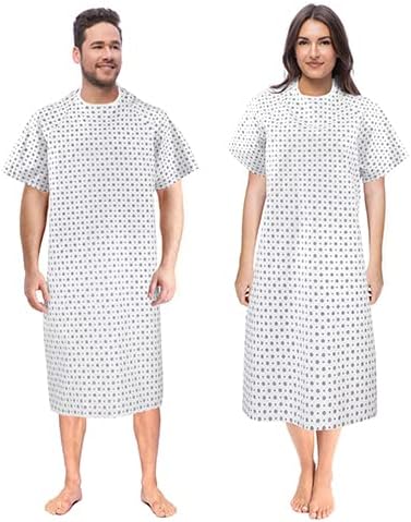 Unisex Patient Hospital Gown Long Length Wrap Around Style Comfortable UK Pack 4