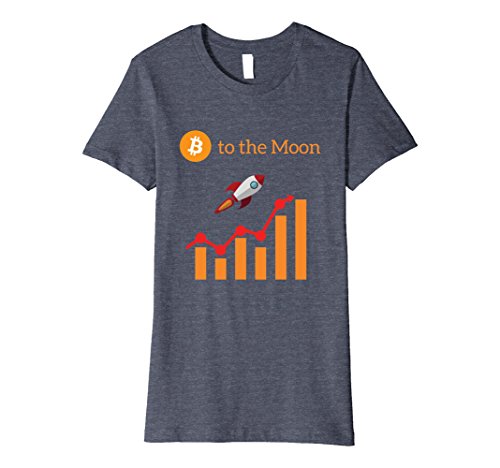 Womens Bitcoin to the Moon - Bitcoin Chart - Rocket Crypto T Shirt Small Heather Blue