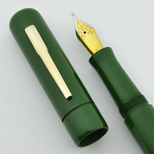 Peyton Street Pens "Zayante" Fountain Pen by Ranga - Smooth Forest Green Ebonite, Broad Steel Nib (New)