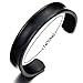 COOLSTEELANDBEYOND Exquisite Mens Black Bangle Bracelet Stainless Steel Cuff Bracelet Grooved Polished and Satin