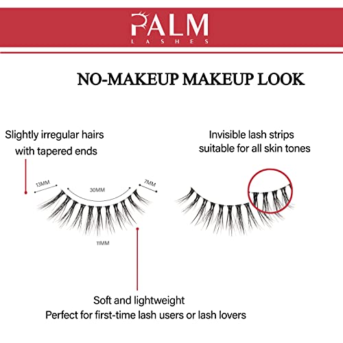 Palm Lashes Natural Look False Eyelashes Clear Band Wispy Short Fake Mink Soft Light Volume japanese lashes(TS03)