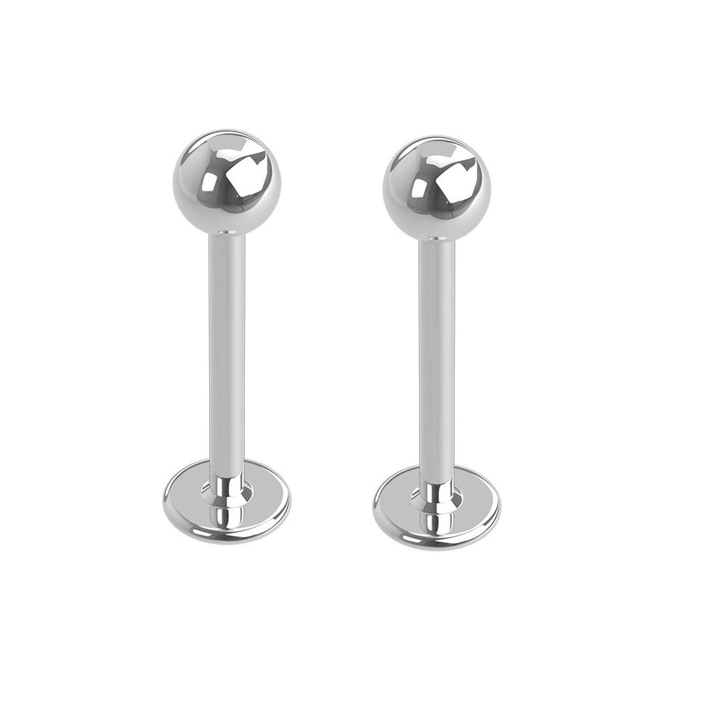 PiercedOff 316L Surgical Steel 1mm Labret with a 2mm Ball - Bar Length 6mm - Sold as a Pack of 2 Labrets โ image 1