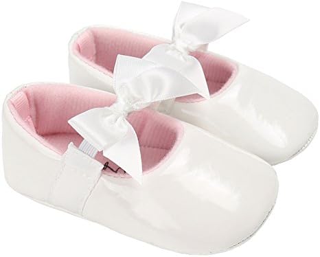Baby Girls Shiny Patent Leather Mary Jane Princess Dress Flat Shoes with Bowknot