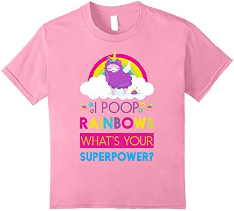 Kids I Poop Rainbows What's Your Superpower Birthday Girl T-shirt 10 Pink