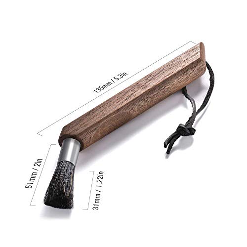 Kaffeemühlenbürste, Professionelle Espressomaschinen-Reinigungsbürste Naturschweinborsten Walnussgriff mit Lanyard… – Bild 7