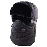 Winter Trapper Trooper Hat Ushanka with Earflaps Face Mask Windproof Waterproof Ski Hat Men Women