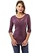 PattyBoutik Women's Crochet Lace Inset Curved Hem Blouse (Heather Purple S)