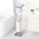 Songsoso Free Standing Toilet Roll Holder with Top Shelf Holds 4 Rolls view 2