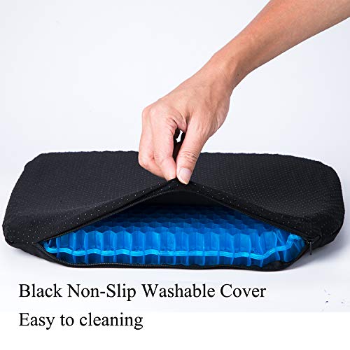 SESEAT Car Seat Cushion Gel Office Chair Cushion with Non Slip Cover, Gel Seat Cushion Double Design for Relieving Sciatica and Coccyx Pain - Thumbnail 2