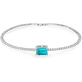 Michooyel S925 Paraiba Bracelet Cubic Zirconia Sterling Silver Charm Link Bracelet for Women