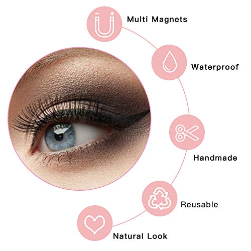Magnetic Eyelashes with Eyeliner Kit, HELIME Natural Look Fake Eyelashes and Waterproof Magnetic Eyeliner and Reusable, 3D False Eyelashes without Glue Adhesive, Light Weight and Easy to Wear - Thumbnail 2