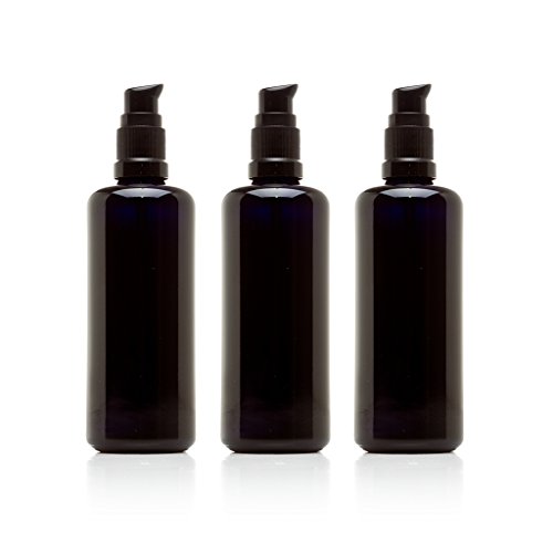 Infinity Jars 100 Ml (3.4 fl oz) Black Ultraviolet Glass Push Pump Bottle 3-Pack