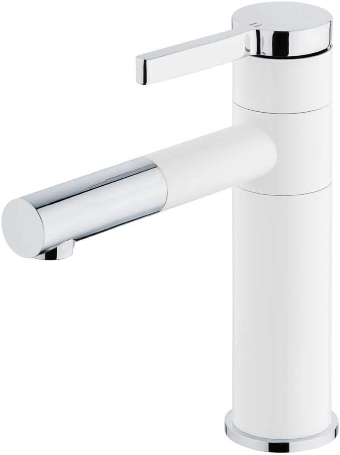 Bathroom Wash Basin Sink Monoblock Mono Tap Mixer White Chrome Swivel Spout Sanlingo