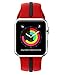Soft Silicone Watch Band for Apple iWatch Sports/Editions Series 2/Series 1 Sport Style Replacement Watchband Strap Stripe Contrast Color Wristbands (Black/Red, 38mm)