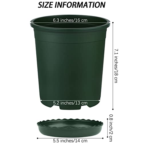 ELCOHO 15 Pack Flower Plant Pots 1 Gallon Planters Green Plastic Pots