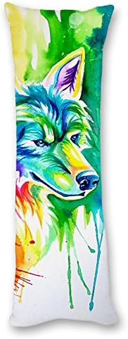 Yiuejiu Watercolor Wolf Body Pillow Cover Decorative Pillowcase 20x54 Inch