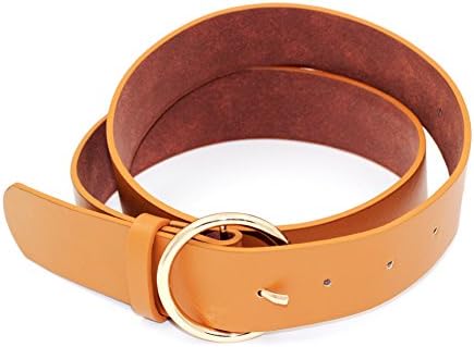 MoYoTo Women's 36mm Round Bridle Buckle Casual Leather Jeans Belt Adjustable
