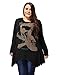 Alya Ladies Asymmetric Hem Skull Print Plus Size Blouse T-Shirt Black 2X