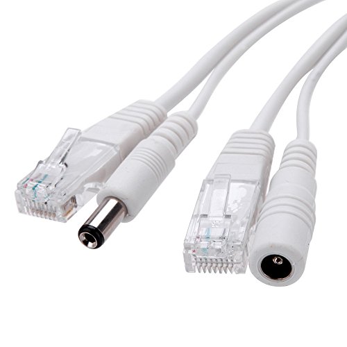 OdiySurveil 2Kits Passive PoE Injector and Splitter Kit with 5.5x2.1 mm DC Male and Female Connector(White and Black)