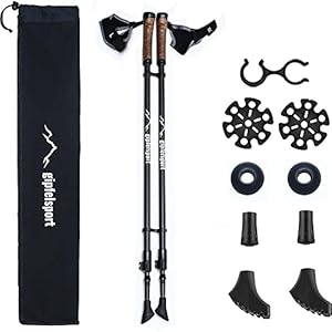 gipfelsport Nordic Walking stokken, verstelbaar, telescopische wandelstokken, stok met tas en accessoires, loopstokken…