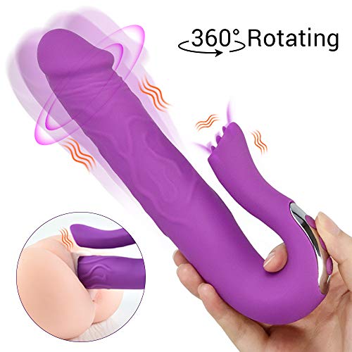 Treediride G-Spot Vibrator Tongue Licking Clitoris Stimulator with 3 Rotating Modes and 9 Vibrating Modes Dildo Vibrators for Vagina Clit Stimulation USB Rechargeable Sex Toy for Women Couple