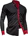 jeansian Men's Slim Fit Long Sleeves Casual Shirts 8697 Black S