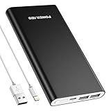 POWERADD Pilot 4GS 12000mAh Portable Charger with 8 Pin Input & Dual 3A Port External Battery Pack Compatible with iPhone, iPad, Samsung Galaxy and More - Black (8 Pin Cable Included)