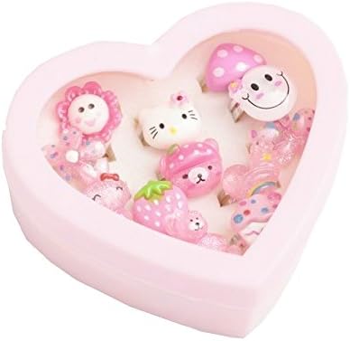 Hello Kitty Girls Ring set - 12 adjustable childrens rings ideal for party bags