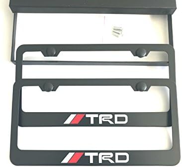 MAX WHOLESALE TRD Stainless Steel License Plate Frame Rust Free With Bolt Caps For Toyota Cover (2-Black)