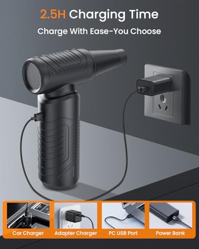 Compressed Air Duster, 200,000 RPM Electric Air Duster for Computer, 3 Gear Adjustable High-Speed Air Blower, 9,000mAh Large Battery Reusable no Canned Keyboard Cleaner for Office, Home, Car