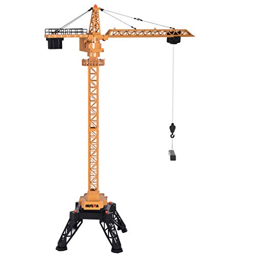 50 inch Tower Crane Construction Vehicle Playset Toy for Boys Model Car Remote Control Construction Crane Toy Engineering Vehicle RC Car(Yellow)
