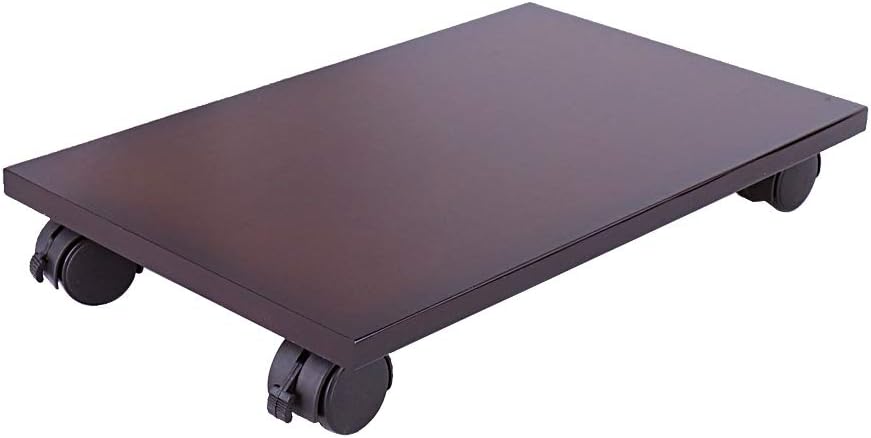 CPU Stand PC Cart Holder with 4 Caster Rolling Wheels Bamboo Desktop Floor Stand Holder Mobile Computer Tower Stand (Brown) : Office Products