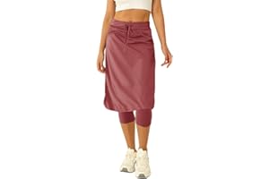 AURGELMIR Women 20" Knee Length Tennis Skirt with Built in Legging Golf Skirts Skirted Legging with Pockets