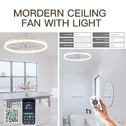 STERREN Ceiling Fans with Lights,20" Low Profile