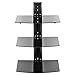 Mount Factory - Adjustable Wall Mount/Glass Floating AV DVD Component Shelf - 3 Tier - Black