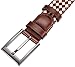 Marino Web Belt for Men, Braided Elastic and Genuine Leather Woven Dress Belt with Metal Buckle
