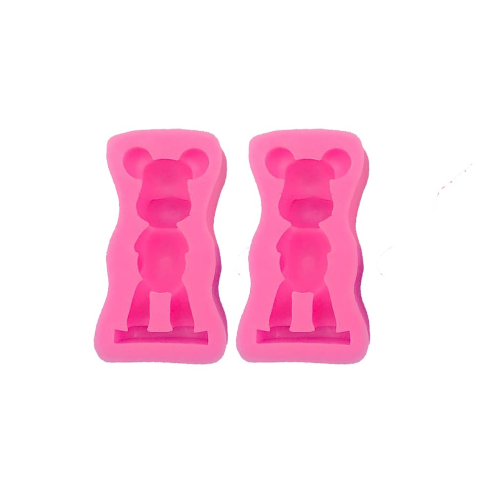 2PCS Bear Silicone Mould, Chocolate Mould Fondant Animal Moulds Ice Cube Tray Cake Mould Resin Mold for Wax Melts Decorating Baking Soap Candy Jelly Sugarcraft Ornament Art Craft