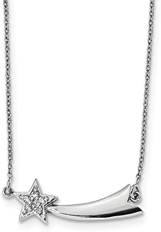 Jewelry Best Seller Sterling Silver Rhodium-plated CZ Shooting Star w/2in ext. Necklace