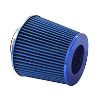 Nick88am 4" Inch Chrome Inlet High Flow Short Ram/Cold Intake Round Cone Air Filter Blue